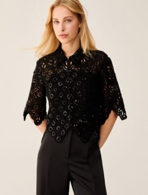 Camicia in macramè con paillettes pennyblack